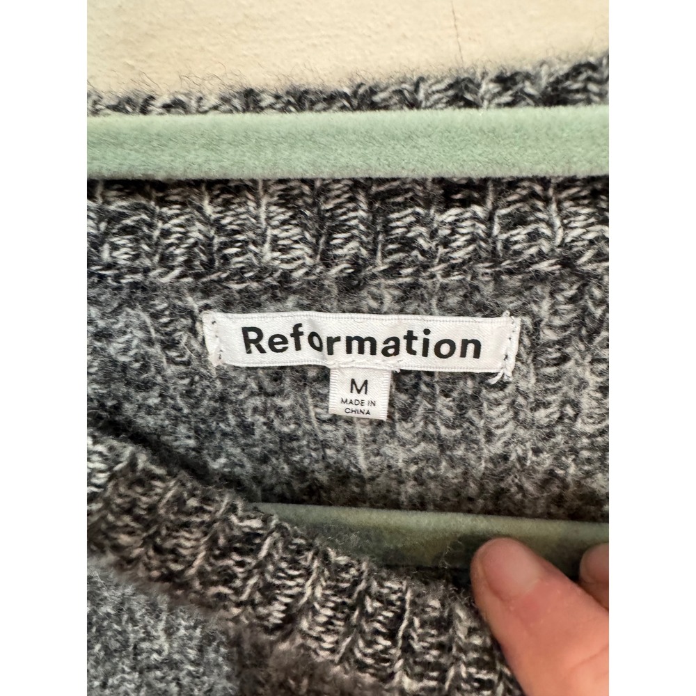 Reformation Lotto Wool Sweater Heathered Gray‎ Sz M Cropped - Picture 5 of 6